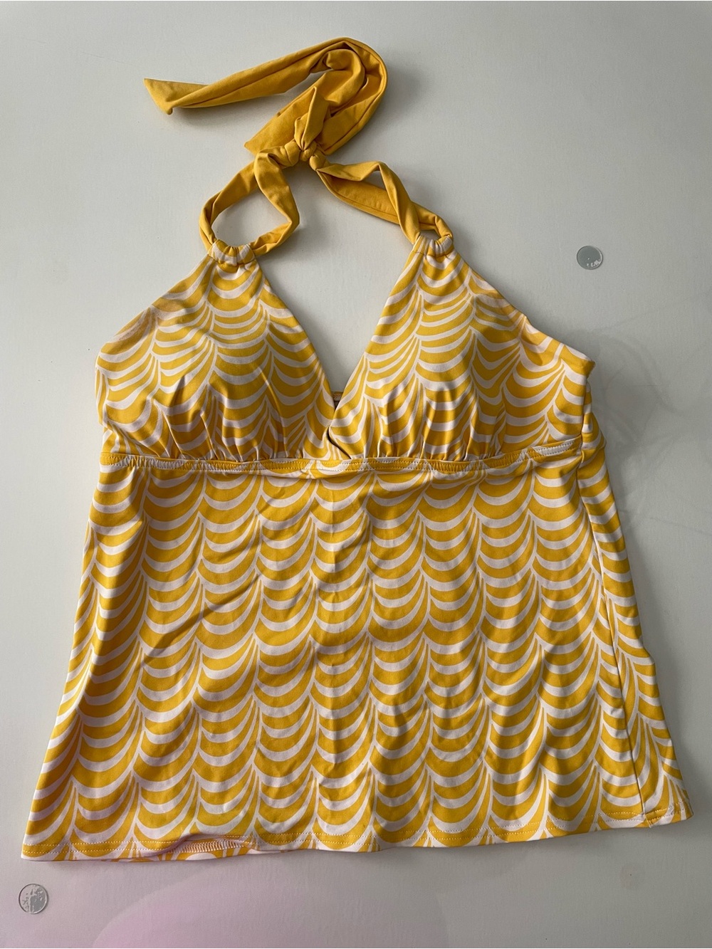 Lands' End Yellow and White Swirl Halter Top